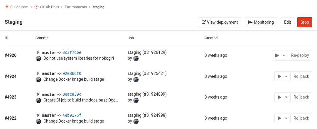 Environment URL in deployments